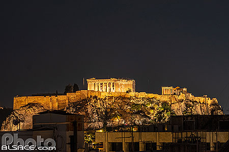 Photo : L'Acropole d'Athènes la nuit, Grèce