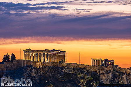 Photo : L'Acropole d'Athènes au crépuscule, Athènes, Grèce