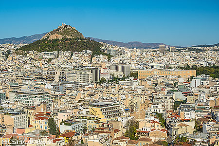 Photo : Athènes et le Mont Lycabette vue de l'Acropole, Athènes, Grèce