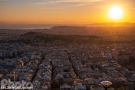 Photo : Coucher de soleil sur Athènes depuis le Mont Lycabette, Grèce