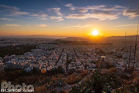 Photo : Coucher de soleil sur Athènes depuis le Mont Lycabette, Grèce