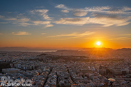 Photo : Coucher de soleil sur Athènes depuis le Mont Lycabette, Grèce