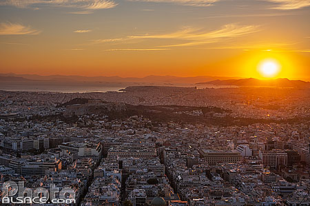 Photo : Coucher de soleil sur Athènes depuis le Mont Lycabette, Grèce