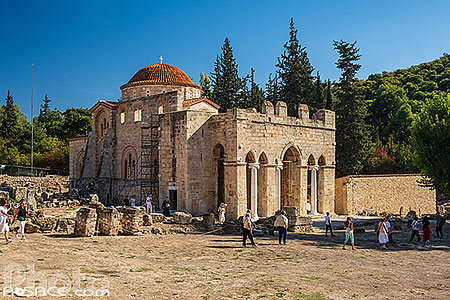 Photo : Monastère de Daphni (ou Dafni ) est un monastère byzantin du XIe siècle, il est inscrit au patrimoine mondial de l'UNESCO, Chaïdari , Grèce, Attique, Grèce